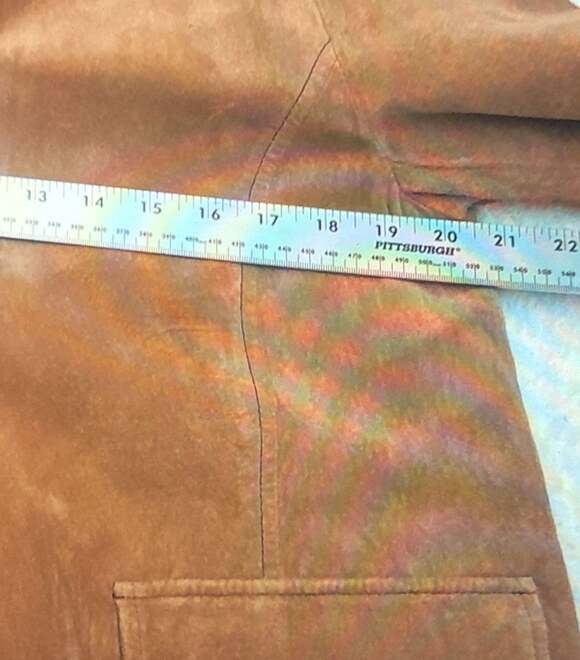 Y2K Baxis & Baxis Pea Coat Jacket M Womens Suede Leather Lined Tan Double Breast - Picture 6 of 9